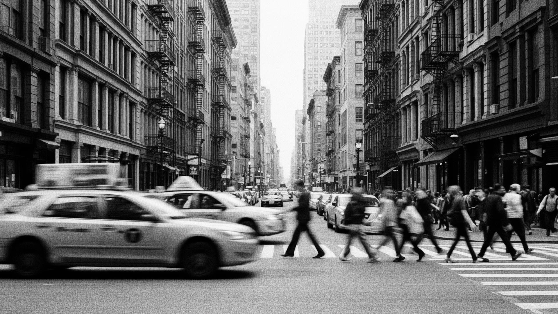 Downtown New York street in motion